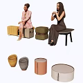 People Sitting On Stylish Stools With Multiple Colors And Modern Designs 3d model