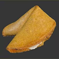 Golden Yellow Fried Triangular Pastry Cut Open With Crispy Surface And White Filling 3d model