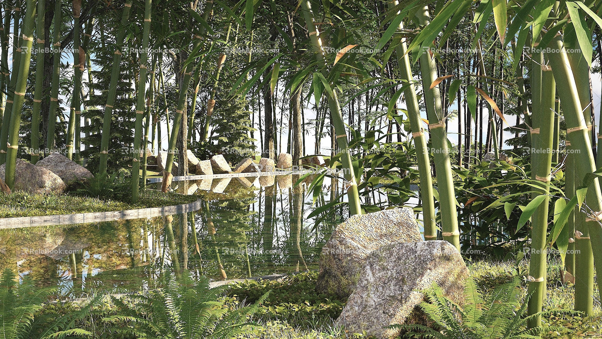 modern bamboo forest 3d model