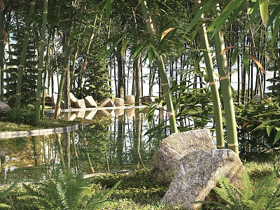 modern bamboo forest 3d model