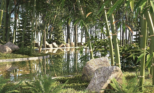 modern bamboo forest 3d model