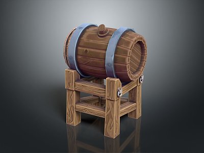 Wooden Barrel Water Barrel Old Wooden Barrel Water Barrel Pot Container Realistic 3d model