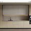 Modern Kitchen Interior With Light Wood Cabinets Stone Countertop Sink And Oven