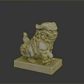 Traditional Stone Lion Sculpture Carving With Intricate Details On Solid Base