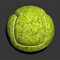 Green Textured Tennis Ball With Shiny Reflection On Dark Surface