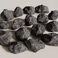 Natural Black Rough Stones Collection for Decorative Design and 3d model
