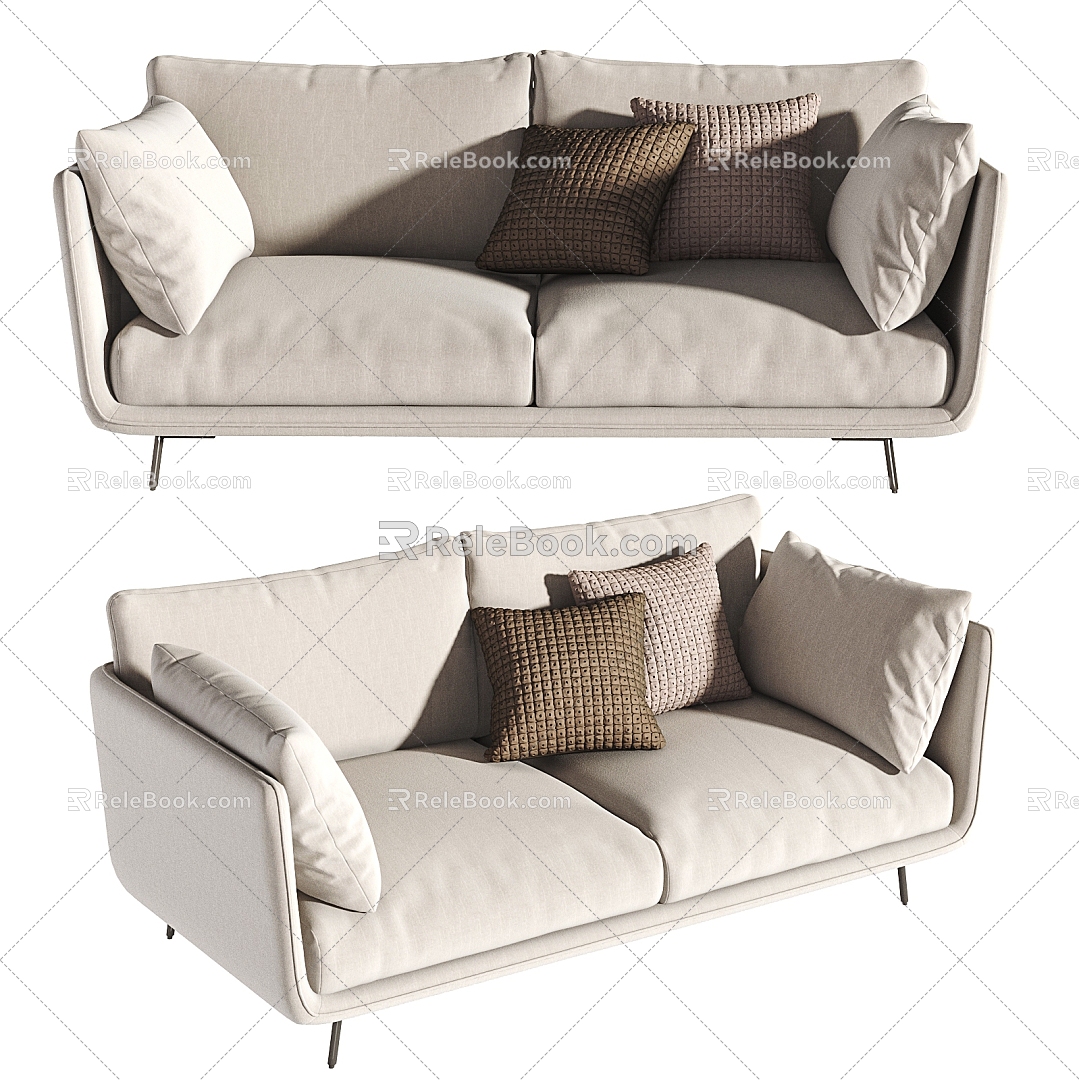 Modern three-seat sofa, multiplayer sofa, leisure sofa 3D model 3d model