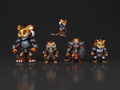 Detailed Reptile 3D Model in Warrior Armor with Multiple Dynamic Poses 3d model