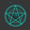 Abstract Geometric Design Featuring Blue Diamond Stars And Circular Patterns With Reflection