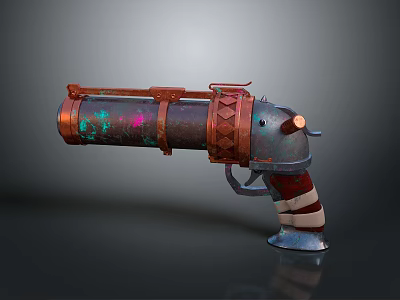 Steampunk Style Artillery Retro Artillery Metal Weapon Rust Artillery Industrial Firearms Science Fiction Weapon Mechanical Artillery Retro Firearms 3d model