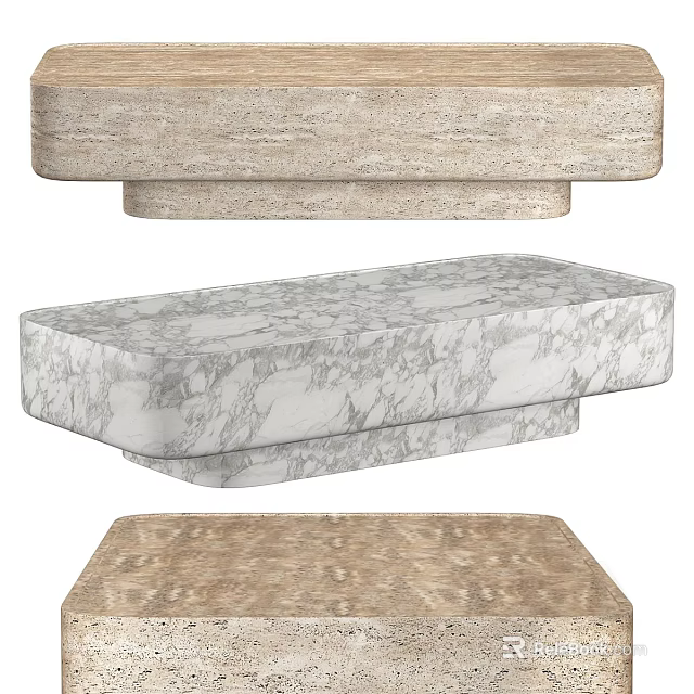 Stylish Modern Coffee Tables With Marble And Wood Grain Tabletop Designs 3d model 