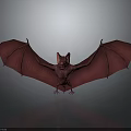 Realistic Red Bat Creature 3D Character With Spread Wings And Gray Background 3d model