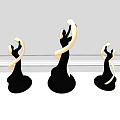 Three Table Lamps With Black Bases And Gold Spiral Arms On Gray Wall White Trim