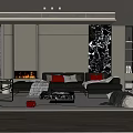 Modern Living Room Interior Design With Sofa Coffee Table Fireplace And Large Windows
