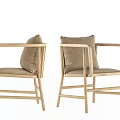 Modern Armchair With Wooden Frame Light Brown Upholstery And Cushion