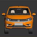 Orange Compact Hatchback Car With Modern Design And Black Wheels Windows