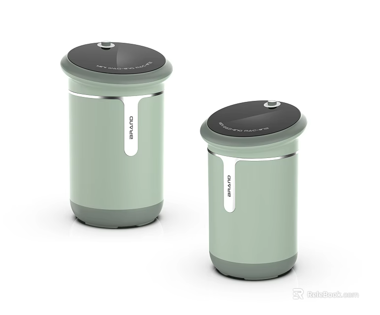Two Modern Light Green Washing Machines With Sleek Design And Black Lids 3d model 