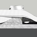 Modern Entrance Gate With Curved Design And Sleek White Black Facade