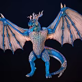 Blue Dragon Fantasy Character With Scaled Wings Horned Head And Mythical Creature Design