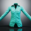 Light Blue Collared Shirt With Long Sleeves Chest Pockets And Open Front Design 3d model