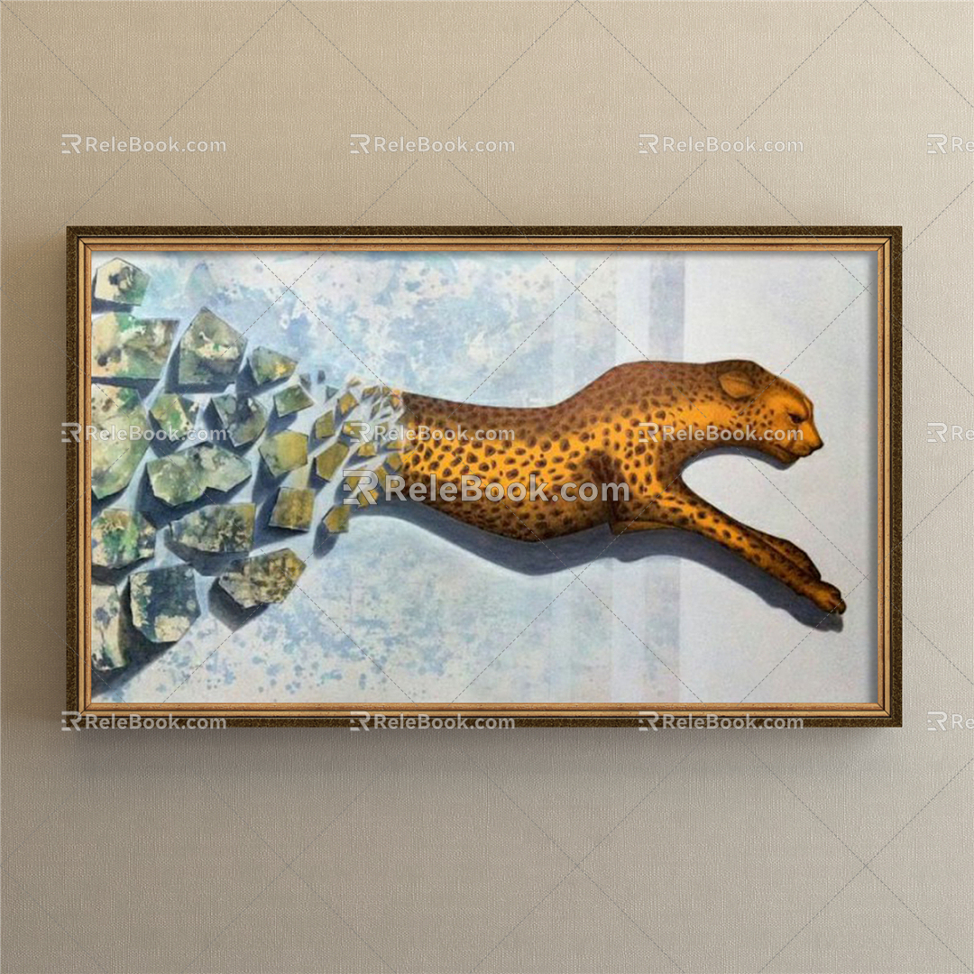 American Animal Painting Brown Living Room Animal 3d model