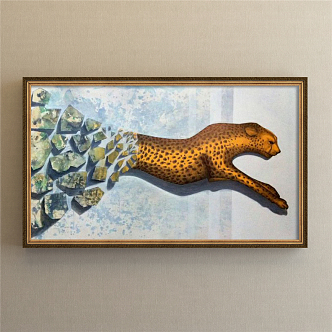 American Animal Painting Brown Living Room Animal 3d model