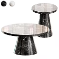 Round Marble Tables With Smooth Top And Conical Black White Veined Legs Modern Design