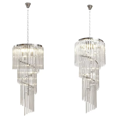 Hotel Mahjong Room With Layered Elegant Crystal Chandeliers And Soft Glow 3d model
