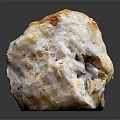 Close Up View of Natural White Yellow Mineral Stone Specimen on Black Reflective Background