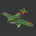 Green Airplane Model With Red Yellow Accents Wing Emblems Vintage Design And Detailed Structure