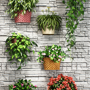 Modern potted plant wall decoration 3d model