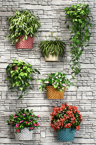 Modern potted plant wall decoration 3d model