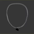Stylish Silver Link Chain Necklace With Rectangular Pendant And Intricate Pattern 3d model
