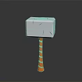 Square Metal Head Hammer With Cracked Design And Orange Textured Handle 3D Render