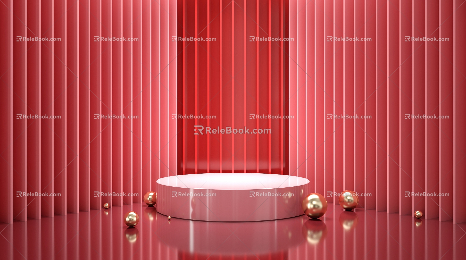 Modern Booth Red Simple Booth Background Enterprise Commercial 3d model