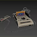 Vintage Retro Gaming Console With Game Cartridge Controller And Wired Cables 3d model