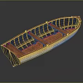 Classic Wooden Boat With Traditional Ribbed Interior And Smooth Wooden Structure