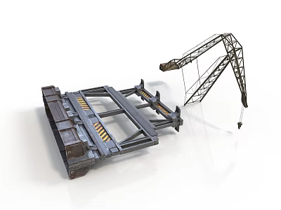 Heavy Duty Industrial Crane Equipment With Yellow Striped Transport Platform Structure 3d model