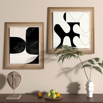 black and white decorative painting 3d model