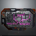 Futuristic Tech Device with Red Blue Frame and Pink Circuitry EX-701 12V