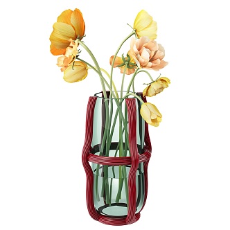 Flowers flowerpot potted green glass vase creative vase 3d model