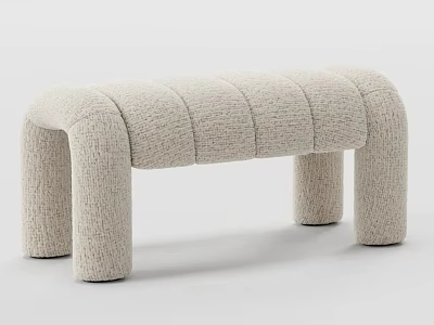 Modern Beige Sofa Bench With Textured Knitted Fabric And Arched Cylindrical Legs 3d model