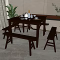 Eight Immortals Table Stool Combination 3d model