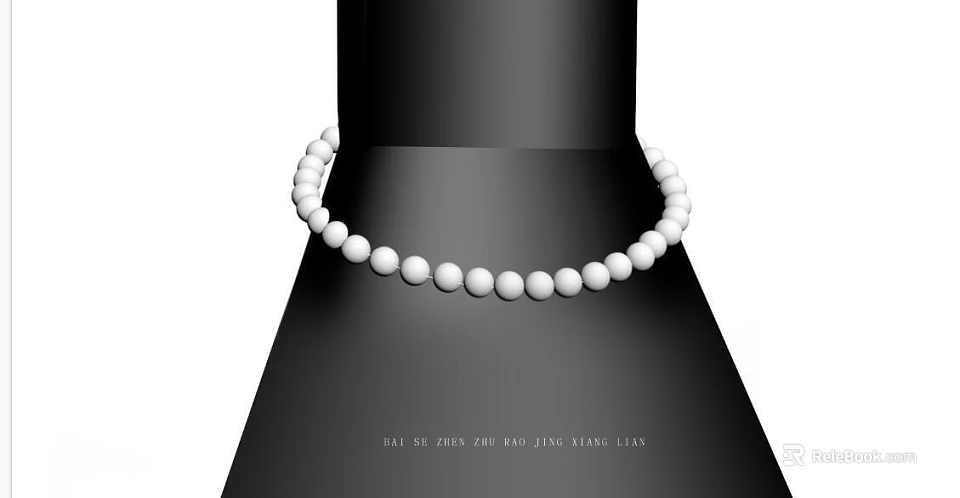Elegant White Pearl Necklace Displayed On Black Stand 3d model 