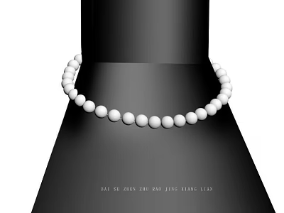 Elegant White Pearl Necklace Displayed On Black Stand 3d model