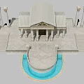 Ancient Architecture With Classical Columns Stone Roof Steps and Pool Design 3d model