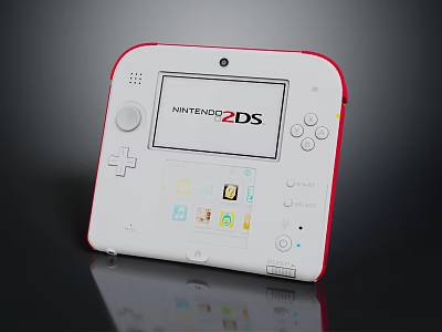 Nintendo 2DS Portable Handheld Gaming Entertainment Device With White And Red Design 3d model
