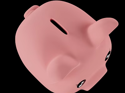 Cute Pink Piggy Bank With Coin Slot And Adorable Eyes For Daily Saving 3d model
