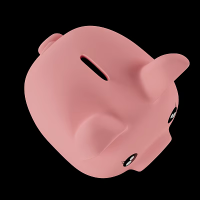 Cute Pink Piggy Bank With Coin Slot And Adorable Eyes For Daily Saving 3d model