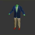 Dark Suit Jacket With White Shirt And Light Trousers On Mannequin
